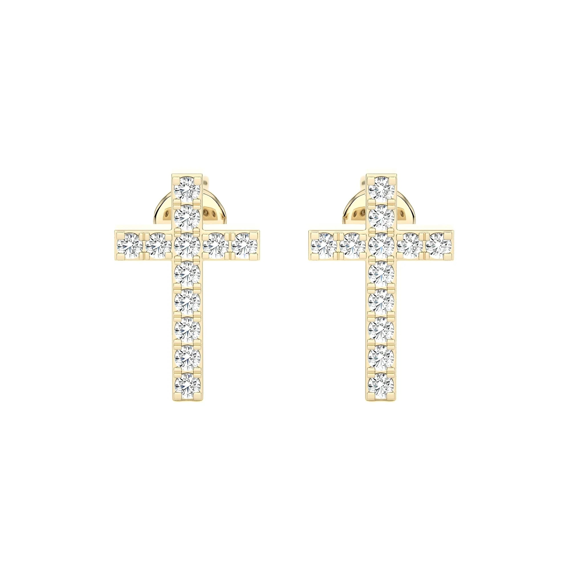 Women's Diamond Cross Stud Earrings 0.10ct 14K Gold