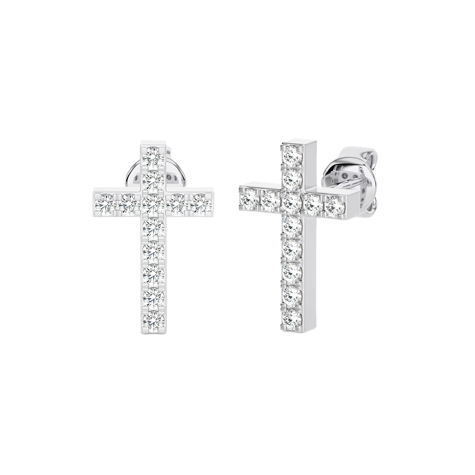 Women's Diamond Cross Stud Earrings 0.10ct 14K Gold