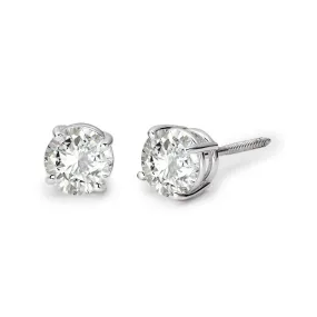 Women's Four Prong Round-Cut Solitaire Lab Grown Diamond Stud Earrings 14K Gold