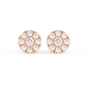 Women's Round Cluster Diamond Stud Earrings 0.31ct 14K Gold