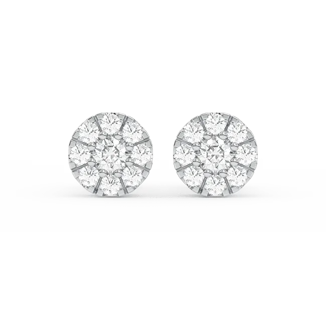 Women's Round Cluster Diamond Stud Earrings 0.31ct 14K Gold